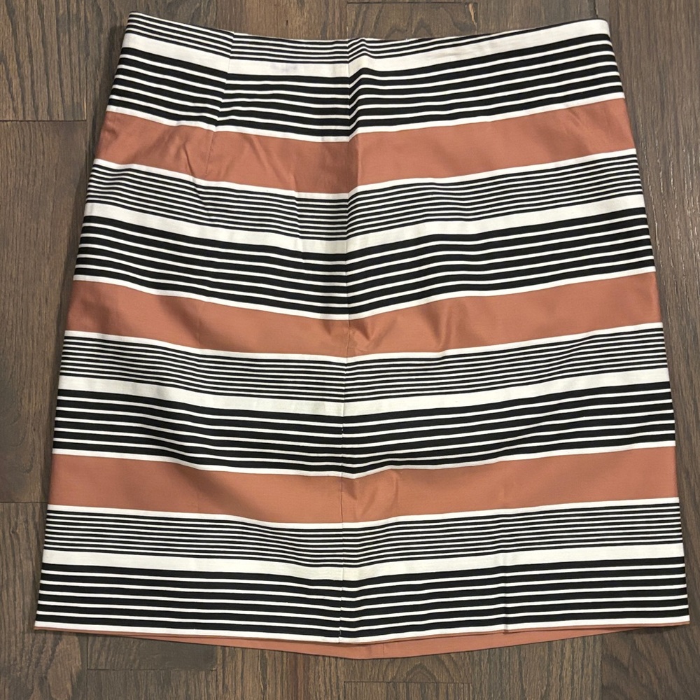 LOFT Black, White, and Tan Striped Mini Skirt, Size 2